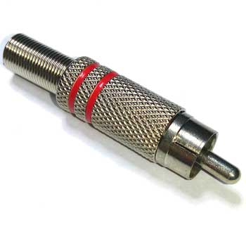 Штекер RCA (тюльпан) метал, серебристый, красный