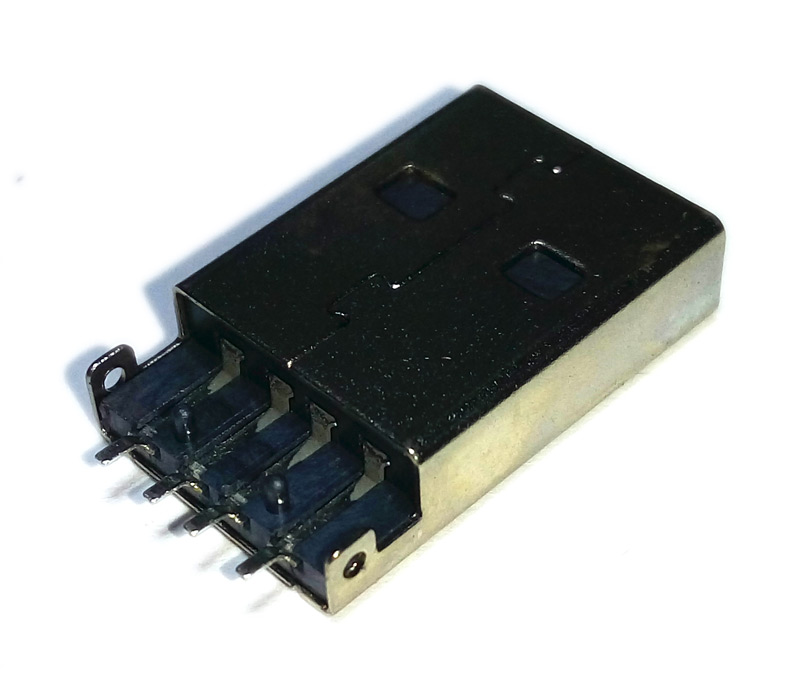 Разъём USB тип A на плату (утопленный) SMD