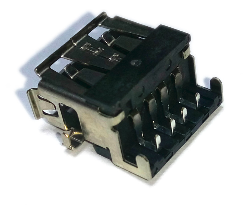 Разъём USB тип A на плату, утопленный (US067)